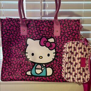 Hello Kitty Fuchsia and White Tote Bag Set